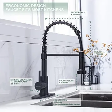 WEWE Matte Black Kitchen Faucet Durable Stylish Design