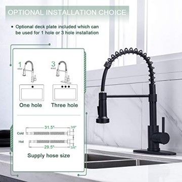 WEWE Matte Black Kitchen Faucet Durable Stylish Design