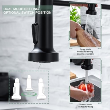 WEWE Matte Black Kitchen Faucet Durable Stylish Design