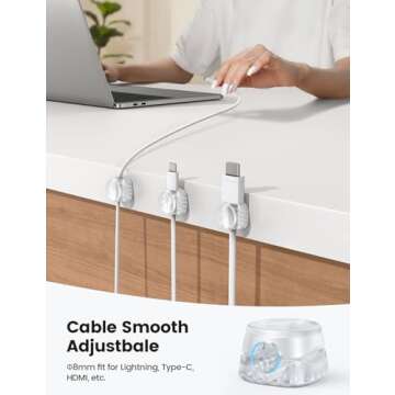 6Pack Cord Organizer, Desk Accessories - Lamicall Clear Desktop Cord Management, Phone Charger Office Workspace Organizer Accessories, Nightstand Wire Keeper Desk Decor, Office Desktop Must Haves