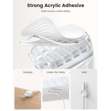 6Pack Cord Organizer, Desk Accessories - Lamicall Clear Desktop Cord Management, Phone Charger Office Workspace Organizer Accessories, Nightstand Wire Keeper Desk Decor, Office Desktop Must Haves