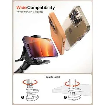 Aomiker Gooseneck Phone Holder for Bed - [2025 Upgrade Nylon Braid] 38” Long Flexible Lazy Arm Clip, 360 Adjustable Overhead Phone Mount for iPhone 15 14 13 12 11 Pro Max Mini Plus, all 4-7" Cellphone