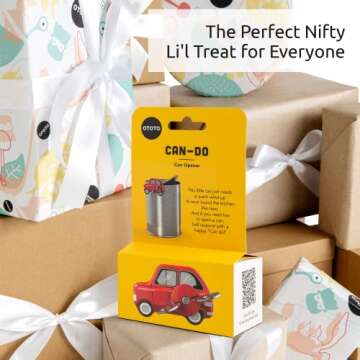 OTOTO Can Do Manual Can Opener - Handheld Can Opener Manual - Easy Grip & Durable Safety Can Opener - Fun Kitchen Gadgets Design, Kitchen Gifts - Small Easy Can Openers - Compact