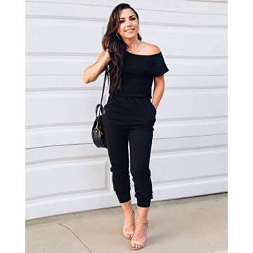 Stylish Alelly Women's Off Shoulder Jumpsuit with Pockets