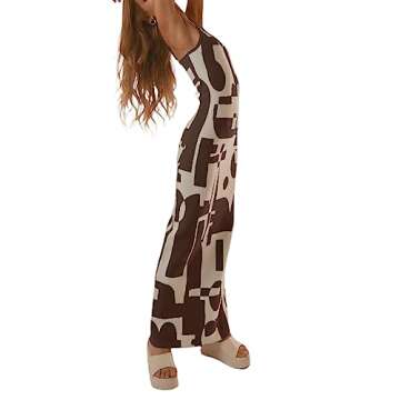 Fabumily Sexy Knit Bodycon Dress for Women Sleeveless Spaghetti Strap Cut Out Maxi Dress Backless Y2K Summer Beach Dresses (A- Coffee & Beige, Small)