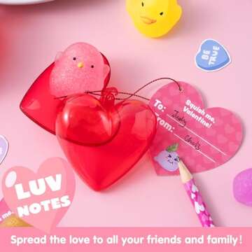 JOYIN 28 Packs Mochi Squishy Toys with Cards and Filled Hearts, Kawaii Glitter Squishy Toy for Kids Gift Exchange, Classroom Prizes, Party Favors Supplies