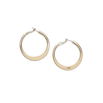 Kenneth Cole New York Gold Edge Hoop Earrings