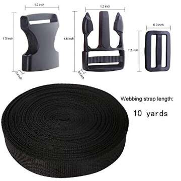 YGDZ Buckles Strap Set - 10 Yards Nylon Webbing with Side Release Buckles