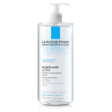 La Roche-Posay Micellar Cleansing Water Facial Cleanser and Makeup Remover for Sensitive Skin, 25.4 ...