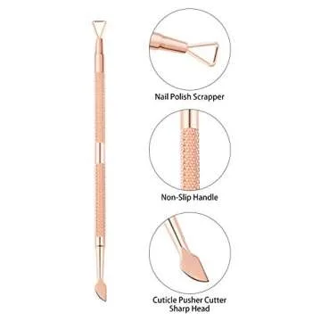 Gel Nail Polish Remover Set - Foil Nail Wraps/Wipes 300 Pcs Soak Off Gel Remover Foils Nail Wraps & 1 Pc Rose Gold Double Head Cuticle Pusher Peeler Scraper