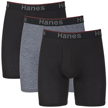 Hanes Total Support Pouch Men's Boxer Briefs Pack - Anti-Chafing, Moisture-Wicking Comfort
