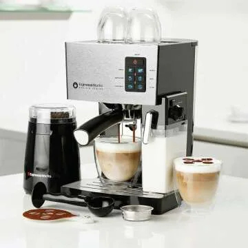 All-In-One Espresso Machine with Grinder & Steamer