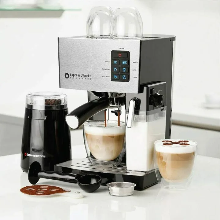 All-In-One Espresso Machine with Grinder & Steamer
