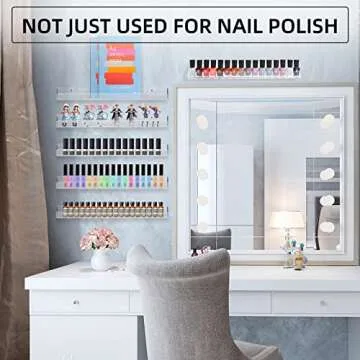 display4top 6 Pack Nail Polish Rack,15" Acrylic Nail Polish Wall Mounted Organizer Displays 90 Bottles, Clear Floating Kids Wall Bookshelf