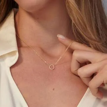 Dainty Gold Circle CZ Necklace for Everyday Elegance