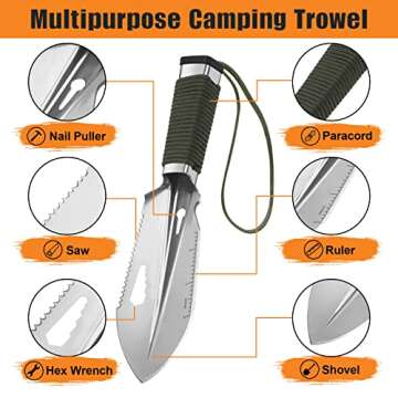 FLYEGO Lightweight Backpacking Trowel 9-in-1 Tool