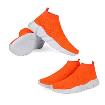 VAMJAM Men's Socks Sneakers Slip On Lightweight Breathable Comfortable Fashion Walking Shoes Orange Size 7