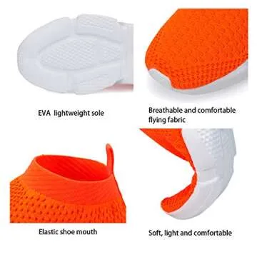 VAMJAM Men's Socks Sneakers Slip On Lightweight Breathable Comfortable Fashion Walking Shoes Orange Size 7