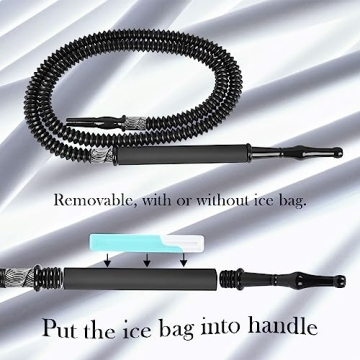 Scalable Hookah Hose Ice Shisha Hookah Pipe Detachable Mouthpiece with 2 Reusable Ice Bag for Frozen Cool Smoking (Black)