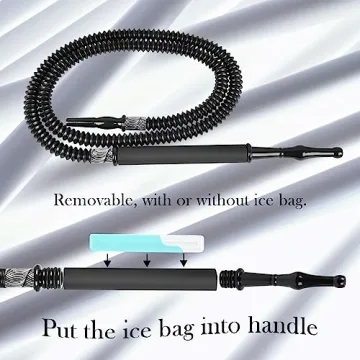 Scalable Hookah Hose Ice Shisha Hookah Pipe Detachable Mouthpiece with 2 Reusable Ice Bag for Frozen Cool Smoking (Black)