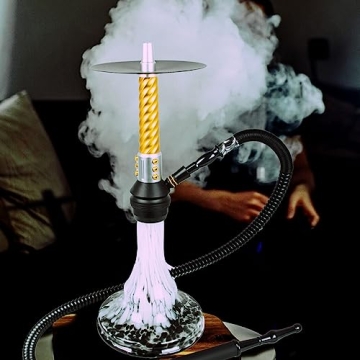 Scalable Hookah Hose Ice Shisha Hookah Pipe Detachable Mouthpiece with 2 Reusable Ice Bag for Frozen Cool Smoking (Black)