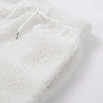 Listenwind Womens Casual Soft Sleep Lounge Pants Fluffy Fuzzy Pajama Pants (White, XL)