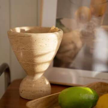 Wild Works Vintage Travertine Cave Stone Incense Mid-Ancient Minority Abstract Geometric Ornament Home Decor Indoor