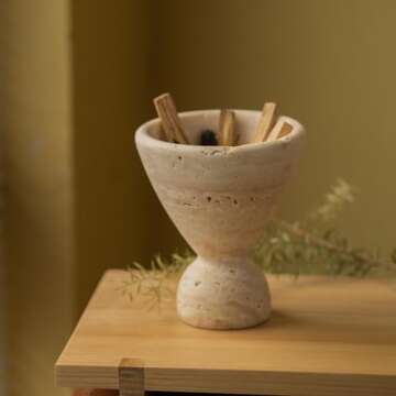 Wild Works Vintage Travertine Cave Stone Incense Mid-Ancient Minority Abstract Geometric Ornament Home Decor Indoor