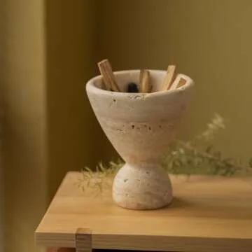 Wild Works Vintage Travertine Cave Stone Incense Mid-Ancient Minority Abstract Geometric Ornament Home Decor Indoor