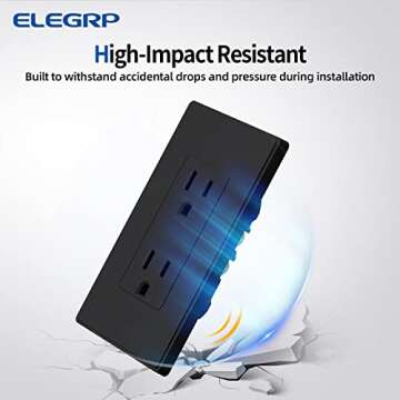 ELEGRP Matte Black 15A Wall Outlet - Stylish & Safe