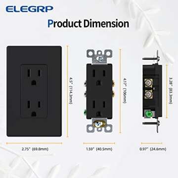 ELEGRP Matte Black 15A Wall Outlet - Stylish & Safe
