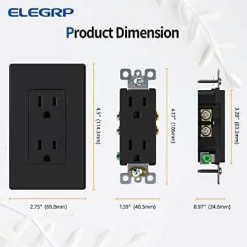 ELEGRP Matte Black 15A Wall Outlet - Stylish & Safe