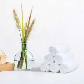 Amazon Basics face Towels for bathroom, 100% Cotton Extra Absorbent washcloth, Fast Drying - salon towel - 24 Pack (12 x 12 inches), Seafoam Green, Ice Blue, White