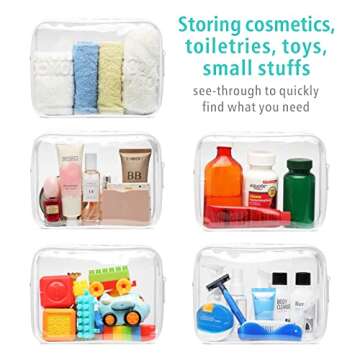 F-color TSA Approved Toiletry Bag - 2 Pack Clear Travel Bags for Toiletries, Clear Makeup Bags Clear Toiletry bags Quart Size Travel Bag, Carry on Airport Airline Compliant Bag, White