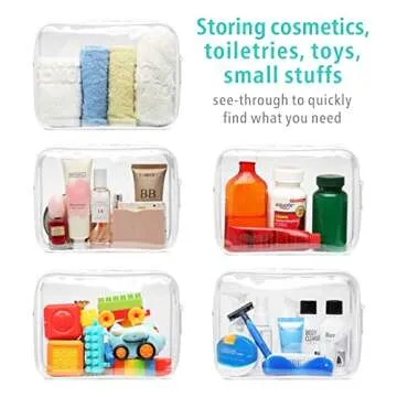 F-color TSA Approved Toiletry Bag - 2 Pack Clear Travel Bags for Toiletries, Clear Makeup Bags Clear Toiletry bags Quart Size Travel Bag, Carry on Airport Airline Compliant Bag, White