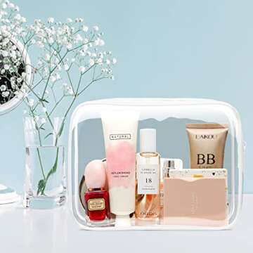 F-color TSA Approved Toiletry Bag - 2 Pack Clear Travel Bags for Toiletries, Clear Makeup Bags Clear Toiletry bags Quart Size Travel Bag, Carry on Airport Airline Compliant Bag, White