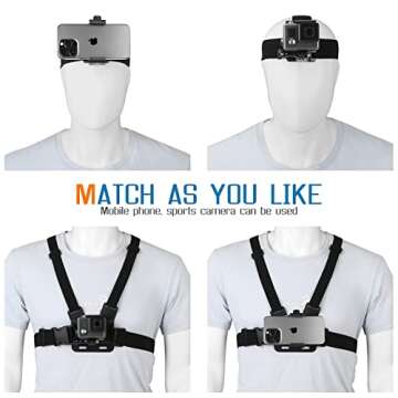 Mobile Phone Chest Harness Strap Holder Head Strap Mount Kit for VLOG/POV, with iPhone 13 12 11Pro M...
