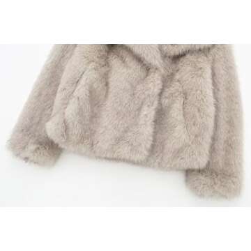 Perbai Womens Winter Warm Faux Fur Coat Lapel Open Front Oversized Shaggy Parka Coat with Pockets(Khaki-XS)