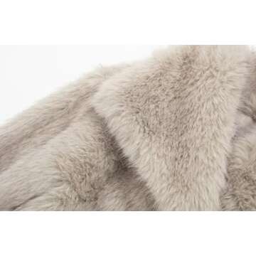 Perbai Womens Winter Warm Faux Fur Coat Lapel Open Front Oversized Shaggy Parka Coat with Pockets(Khaki-XS)