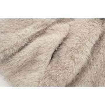 Perbai Womens Winter Warm Faux Fur Coat Lapel Open Front Oversized Shaggy Parka Coat with Pockets(Khaki-XS)