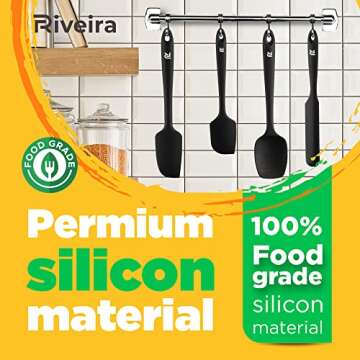 Riveira Silicone Spatula Set 4-Piece 600°F+ Heat Resistant kitchen utensils set Cooking Utensils Se...