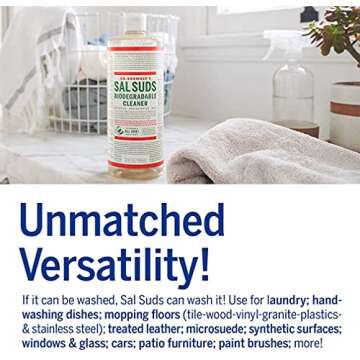 Dr. Bronner's - Sal Suds Biodegradable Cleaner (16 Ounce, 2-Pack) - All-Purpose Cleaner, Pine Cleaner for Floors, Laundry & Dishes, Concentrated, Cuts Grease & Dirt, Powerful Cleaner, Gentle