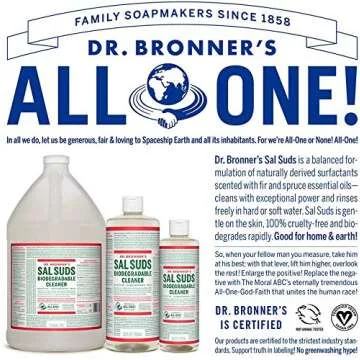 Dr. Bronner's - Sal Suds Biodegradable Cleaner (16 Ounce, 2-Pack) - All-Purpose Cleaner, Pine Cleaner for Floors, Laundry & Dishes, Concentrated, Cuts Grease & Dirt, Powerful Cleaner, Gentle