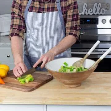 AuldHome Wooden Salad Bowl Set for Elegant Entertaining