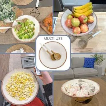 AuldHome Wooden Salad Bowl Set for Elegant Entertaining