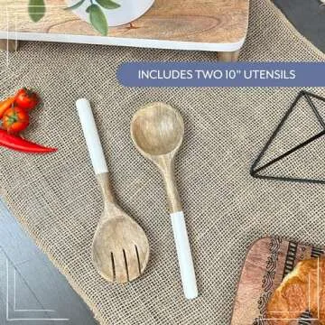 AuldHome Wooden Salad Bowl Set for Elegant Entertaining