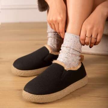 MERRIMAC Women's and Men's Wool Felt Slippers Closed-back Fuzzy Warm Comfy Indoor Outdoor Non-slip M...