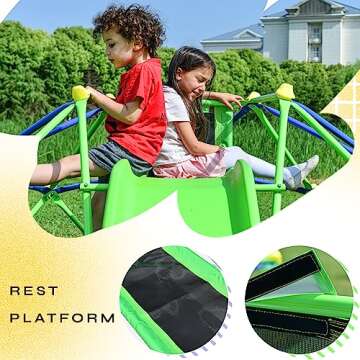 Merax Climbing Dome with Slide, Indoor & Outdoor 6FT Climbing Dome for Kids 3-8 Supporting 800lbs, Easy Assembly Geometric Dome Climber for Backyard Playground Play Center (6FT Dome Climber w/ Slide)