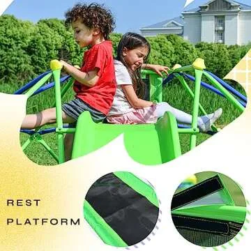 Merax Climbing Dome with Slide, Indoor & Outdoor 6FT Climbing Dome for Kids 3-8 Supporting 800lbs, Easy Assembly Geometric Dome Climber for Backyard Playground Play Center (6FT Dome Climber w/ Slide)