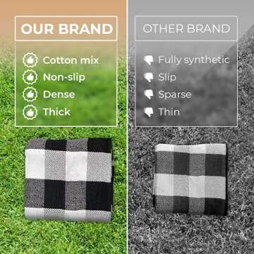 Black and White Buffalo Plaid Outdoor Rug - 24x36 + Upgraded Anti-Slip Mat - Cotton Buffalo Plaid Rug for Outdoor/Indoor Use - Washable Front Door Mat for Front Porch, Kitchen, Farmhouse Entryway